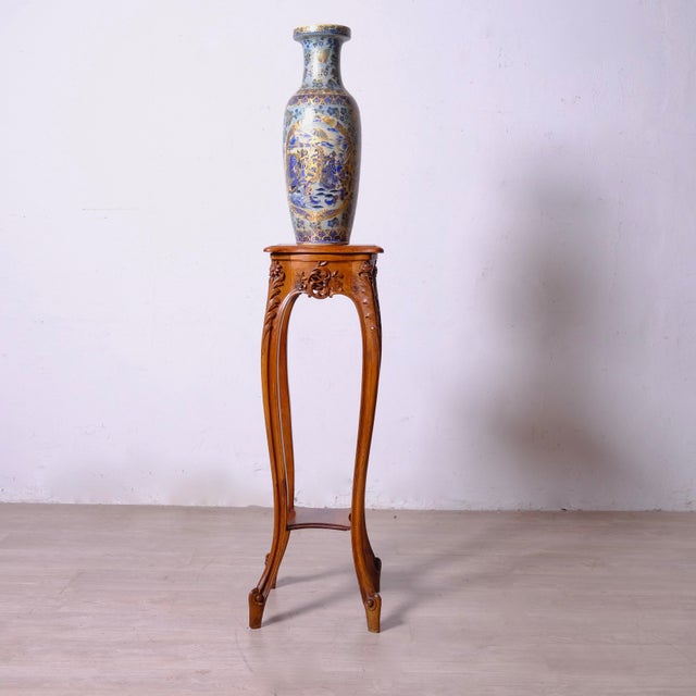 French Louis XV Style Walnut Pedestal, 1930s For Sale - Image 11 of 18