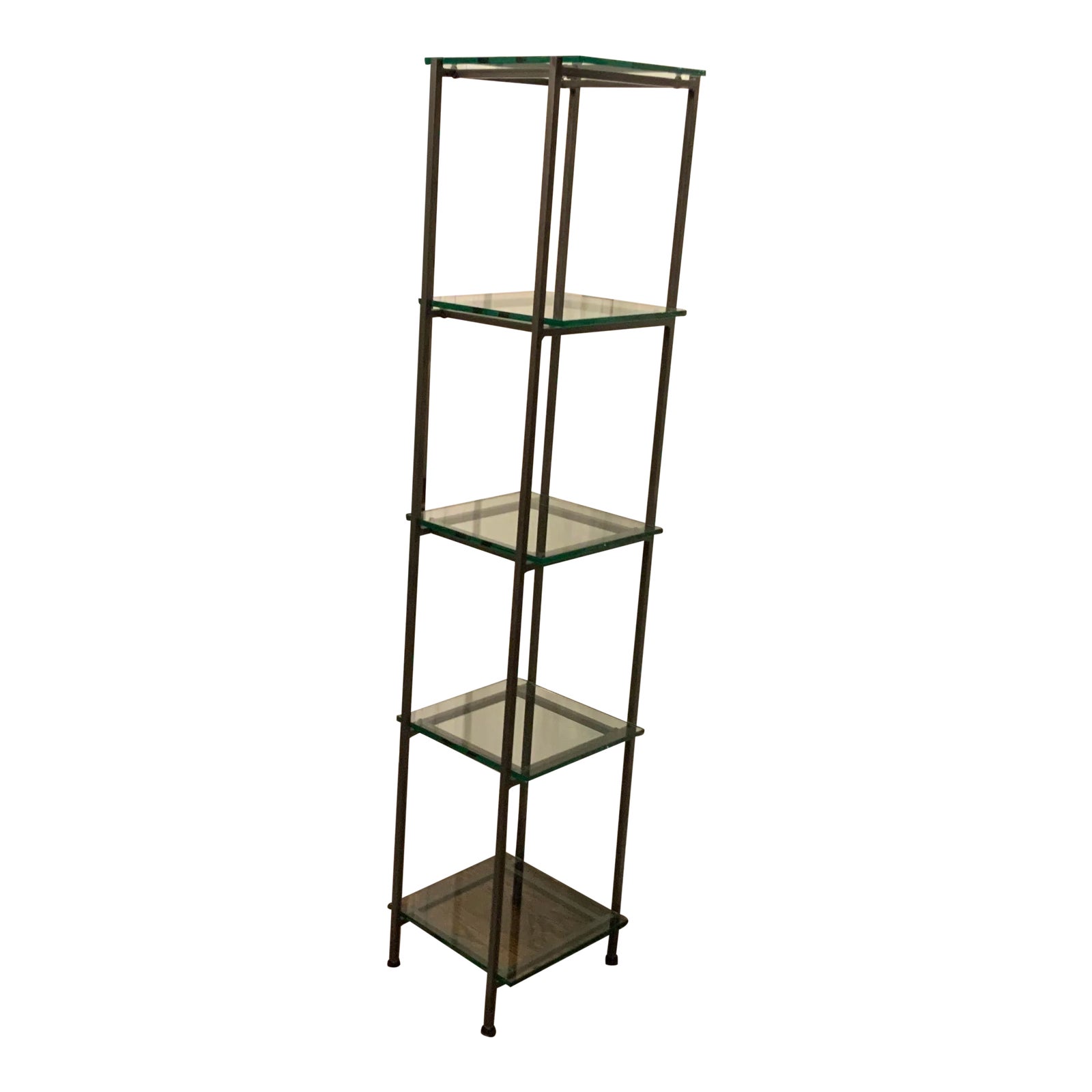 Five-Tier Metal & Glass Shelf Bookcase Etagere | Chairish