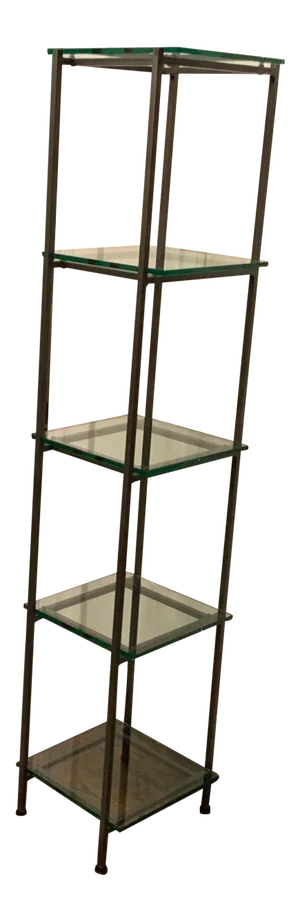 Five-Tier Metal & Glass Shelf Bookcase Etagere