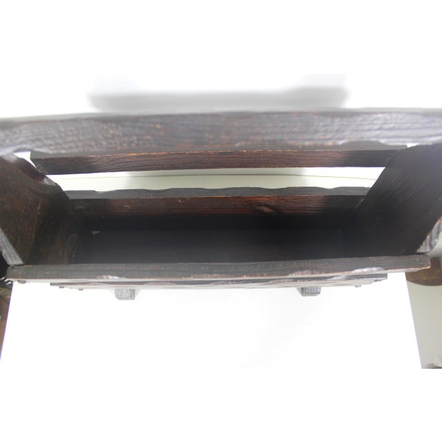 1960s Solid Wood Spanish Brutalist Magazine Rack Holder Revival For Sale - Image 12 of 18