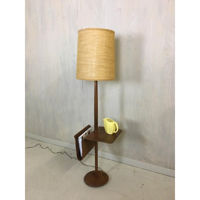 Mid Century Teak Laurel Floor Lamp With Side Table And Magazine