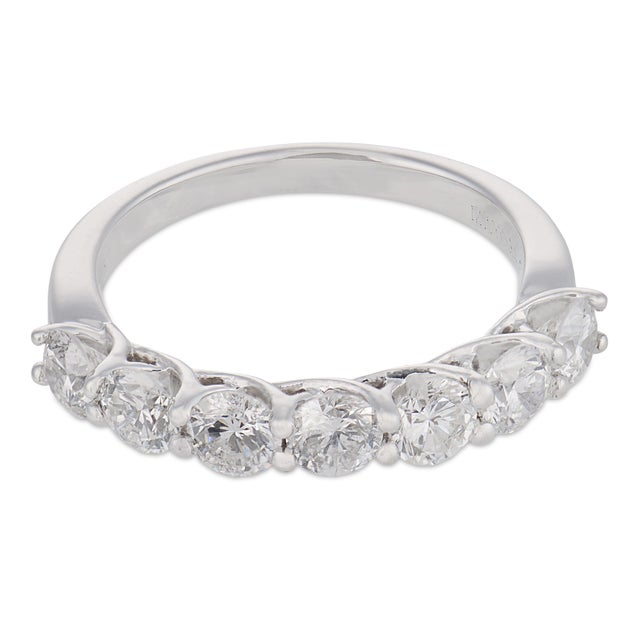 Contemporary Vintage Mayors Diamond 18k White Gold Half Eternity Band, Size 4.5 For Sale - Image 3 of 6