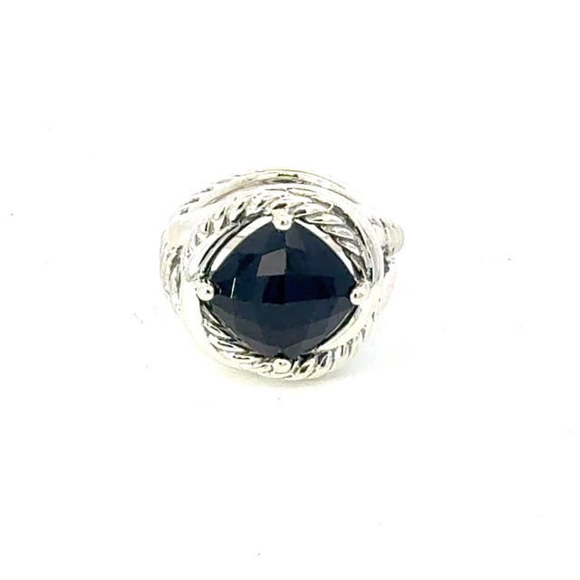 1990s 1990s David Yurman Onyx Infinity Ring Size 7, 11 mm Sterling Silver Estate For Sale - Image 5 of 5