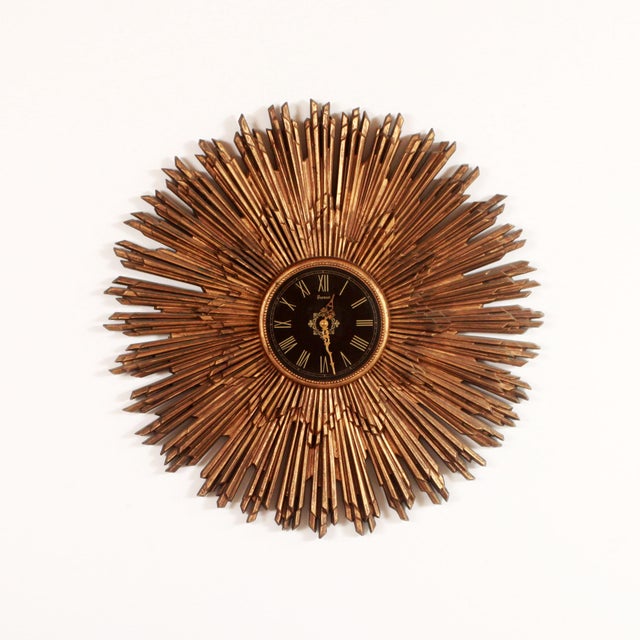 Mid Century Modern Gold Starburst Wall Clock Chairish