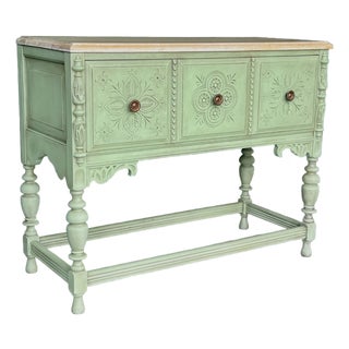 1940s Spanish Style Oak Console Cabinet For Sale