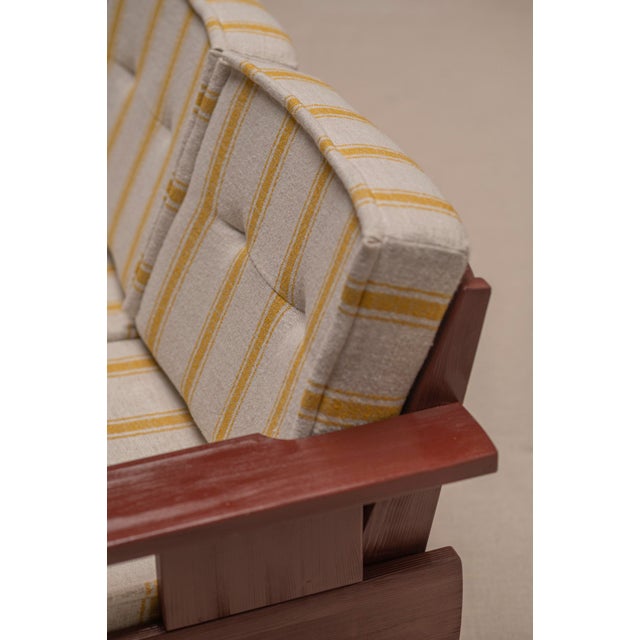 Brutalist Burgundy 3-Seater Sofa with Striped Upholstery, 1970s For Sale - Image 10 of 18