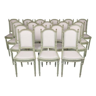 Set 18 Maison Jansen Signed Early 20th C Louis XVI Style Dining Chairs For Sale