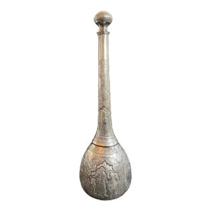 1930s Vintage Mogul Hand Chased Figural 84 Silver Figural Decanter Bottle