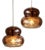 Vintage Pendant Light in Brown and Bubble Glass by Carl Fagerlund for Orrefors, Set of 2 For Sale