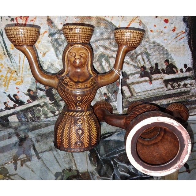 Saint-Clément Glazed Ceramic Candlesticks, 1970s, Set of 2 For Sale - Image 6 of 7