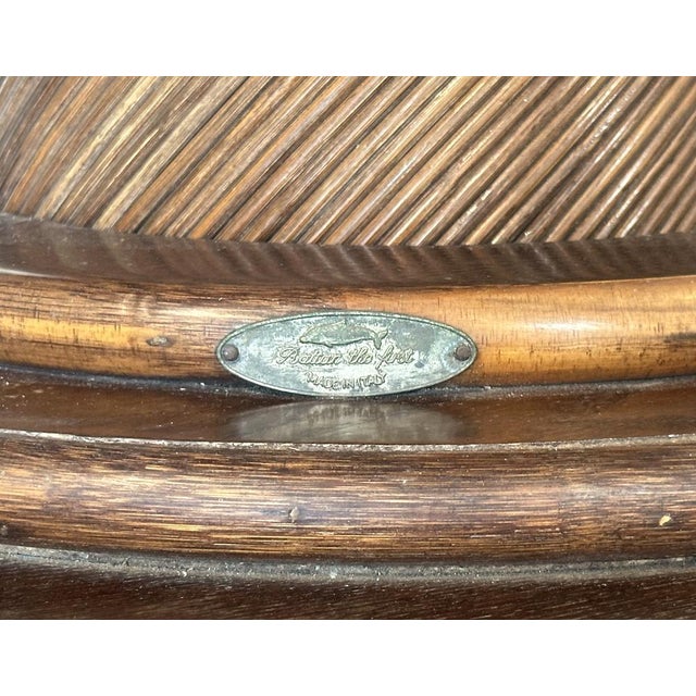 Wood Round Wicker and Wood Dining Table, 1970s For Sale - Image 7 of 12