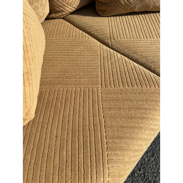 1970s Vintage Diamond Pattern Corduroy Parsons Loveseat For Sale - Image 5 of 11