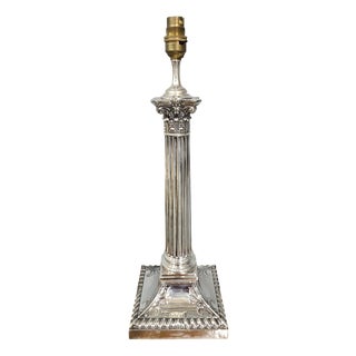 Antique Silver Plated Table Lamp, 1880 For Sale