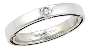 Damiani Diamond 18k White Gold 3mm Wide Band Ring