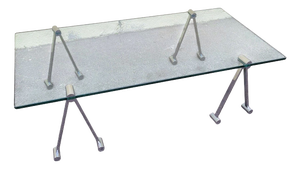 Vintage Glass and Metal Coffee Table, 1970s