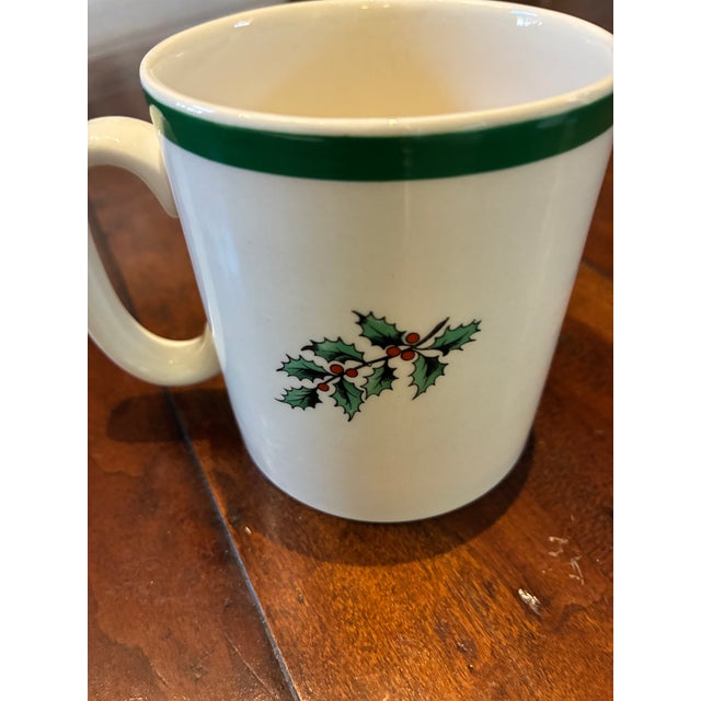 Spode Mid 20th Century Spode Bone China Christmas Tree Serving Plate With 4 Matching Mugs For Sale - Image 4 of 5