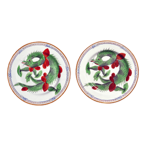 John & Edward Baddeley Chinese Export Style Dragon Plates Staffordshire Circa 1780