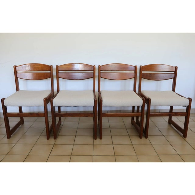 Vintage Chairs in Cotton and Linen Upholstery, 1970s, Set of 4 For Sale - Image 15 of 15