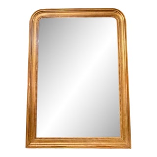 19th C. French Louis Philippe Giltwood Mirror With a Line Pattern For Sale