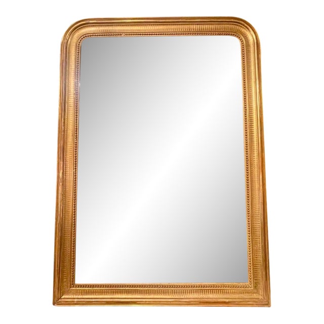 19th C. French Louis Philippe Giltwood Mirror With a Line Pattern For Sale