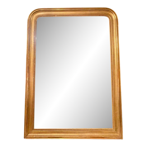 19th C. French Louis Philippe Giltwood Mirror With a Line Pattern