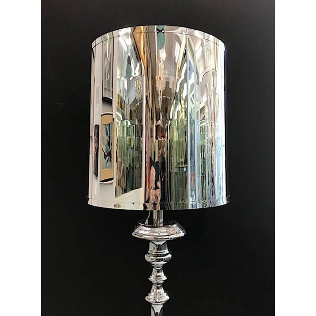 Italian 1970s Chrome "Turned Wood" Style Candlestick Floor Lamp For Sale - Image 9 of 12