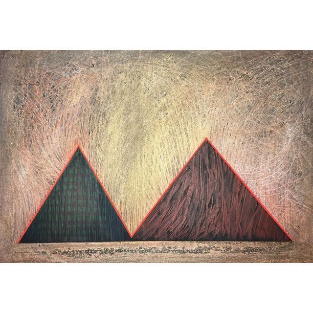 1980s Untitled Mixed Media on Paper Signed by Oluf Gravesen For Sale