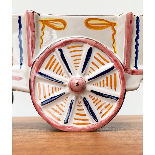 Vintage Italian Handpainted Donkey with Cart Bowl Sculpture from Deruta, Italy For Sale - Image 16 of 18