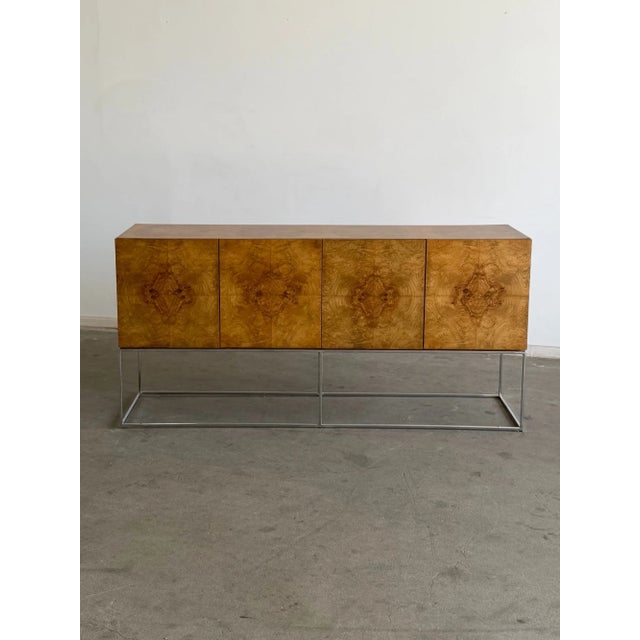 Mid-Century Modern 1970s Milo Baughman for Thayer Coggin Burl Wood Credenza For Sale - Image 3 of 13