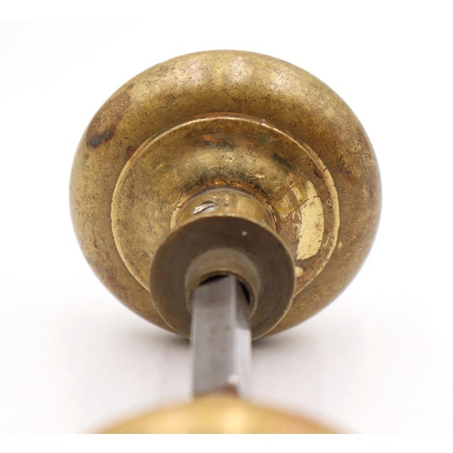 Pair of Vintage 2.375 In. Raised Concentric Brass Entry Door Knobs For Sale - Image 6 of 6