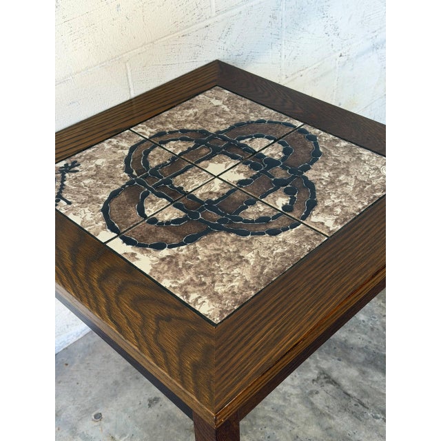 Mid-Century Modern Stained Oak Ceramic Tile-Top Coffee Table Gangsø Møbler Danish Mid-Century Modern 1970s For Sale - Image 3 of 11