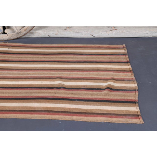 1970s Vintage Turkish Hand-Knotted Wool Cotton Brown Kilim Runner For Sale - Image 5 of 10
