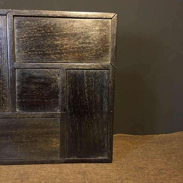 Black Vintage Zitan Wood "Full Gold Star" Puzzle Box / Scholar's Desk Accessory For Sale - Image 8 of 9