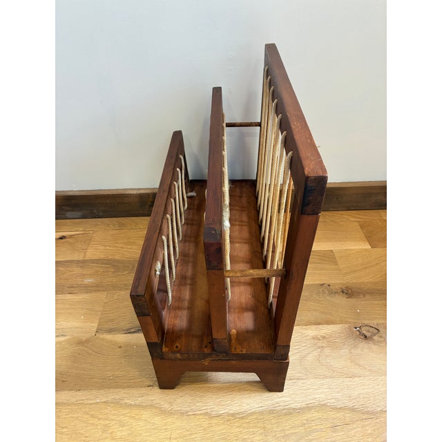 Vintage Danish Modern Style Wood Magazine Rack With Rope Lacing For Sale In Oklahoma City - Image 6 of 11