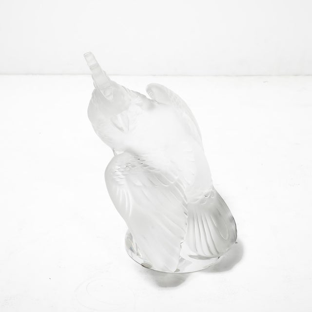 Mid-Century Modernist Sculptural Crystal Cockatiel Sculpture Signed Lalique For Sale - Image 11 of 18