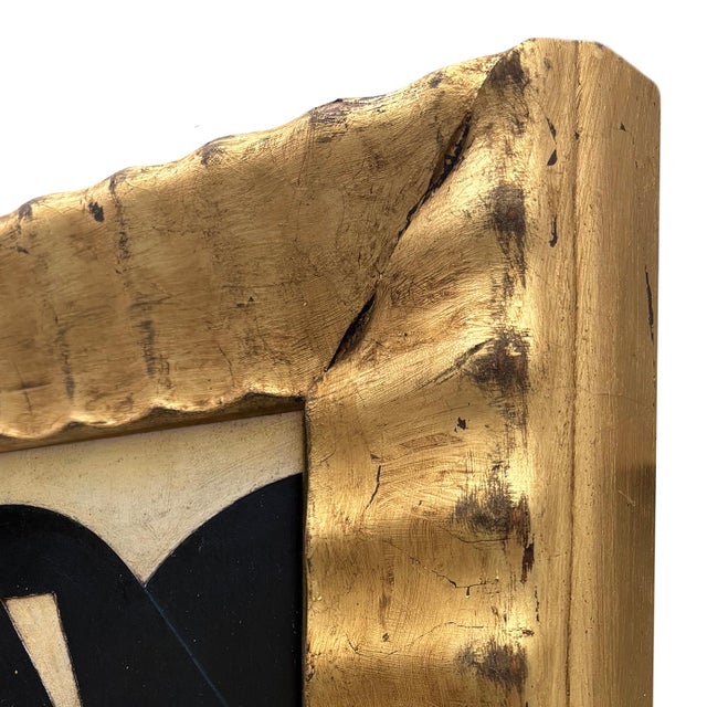 Contemporary Bold Black and White Collage in Vintage Gold "Ripple" Frame For Sale In New York - Image 6 of 6