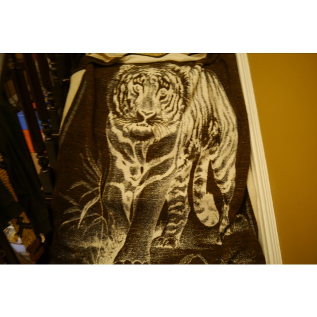 Biederlack Style Tiger Throw Blanket Very Soft 53" X 73" Reversible Vintage For Sale - Image 4 of 14