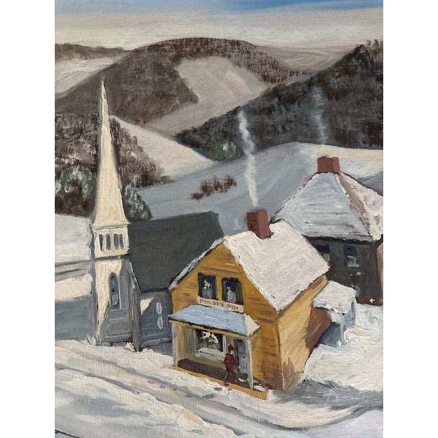 Antique White 1980s Oil Painting - Winter Wonderland by Lester J. Clarke (1912-1999) For Sale - Image 8 of 16