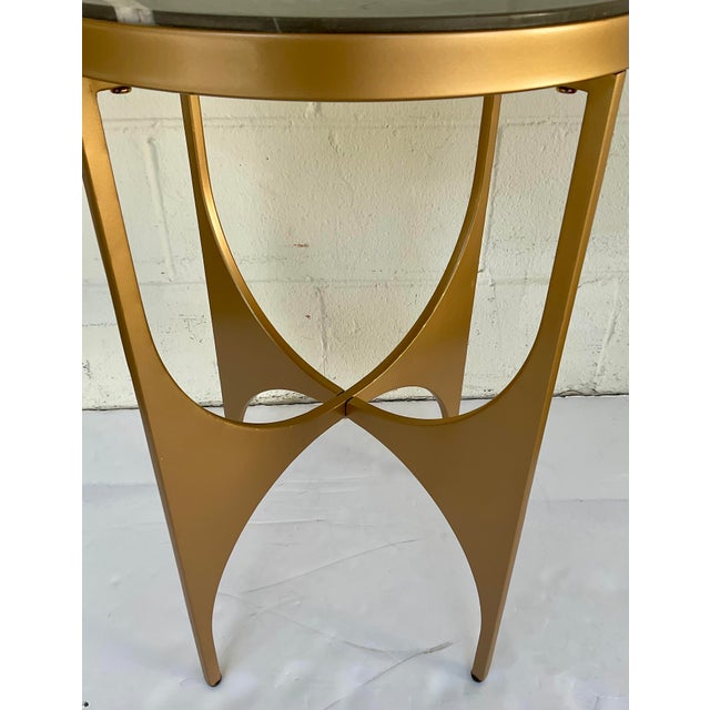 Modern Modern Gold and Dark Gray Marble Round Marquina Side Table For Sale - Image 3 of 4