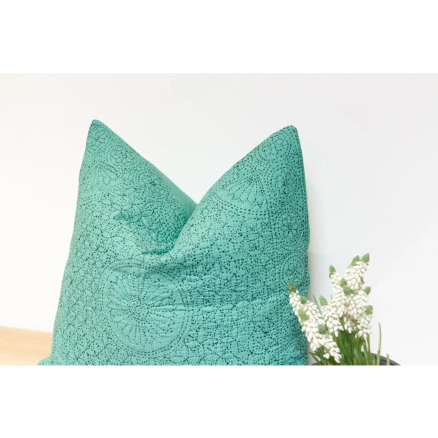 Persian Green Hand-Stitched Pillow Cover For Sale In Los Angeles - Image 6 of 7