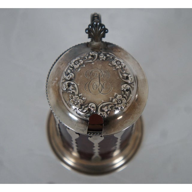 Antique American Sterling Silver & Ruby Glass 105 Condiment Pot & Spoon For Sale - Image 4 of 13