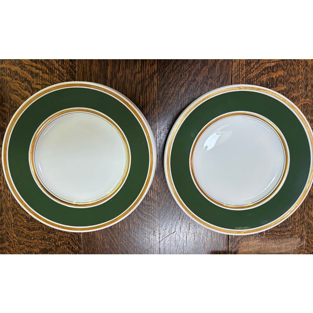 Antique Spode Copeland for Tiffany & Co. Green & Gold Dinner Plates - Set of 12 For Sale In New York - Image 6 of 6