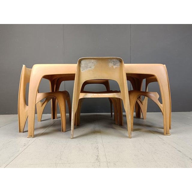 Very rare vintage, untouched and weathered dining set designed by Preben Fabricius and designed for Interplast. We offer 4...