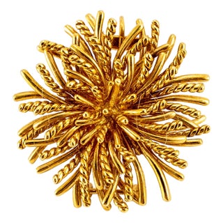 Vintage Tiffany & Co. 18k Yellow Gold Sea Anemone Pin Brooch For Sale