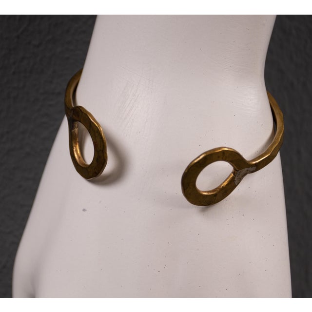 Brass Cuff Bracelet with Circles, 1980s For Sale - Image 4 of 7