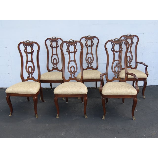French Set of Dining Table Two Leaves and Six High Back Chairs 6664 For Sale - Image 4 of 18