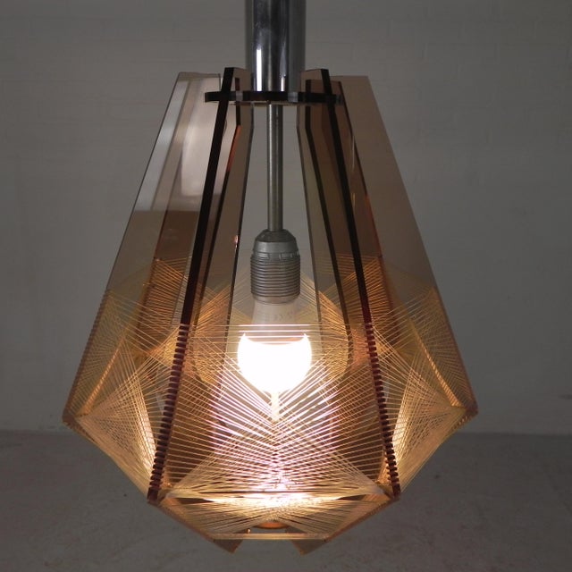 Vintage Acrylic Glass and Nylon Wire Pendant Lamp by Paul Secon for Sompex, 1960s For Sale - Image 4 of 18