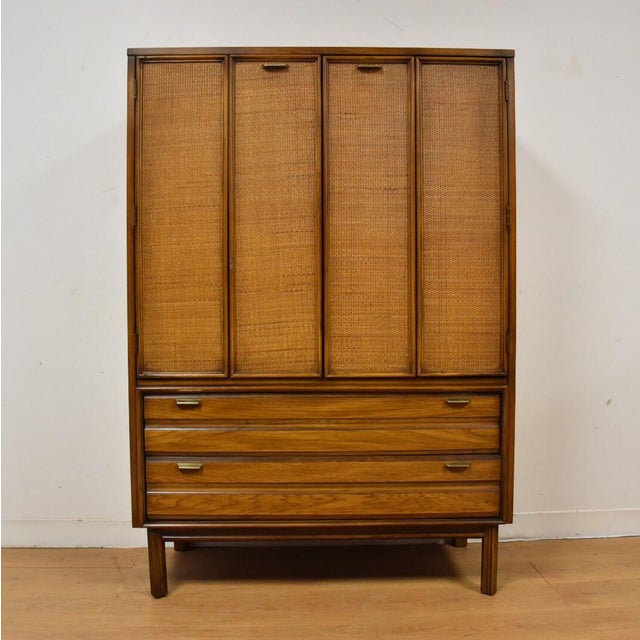 MidCentury Cane Door Armoire Chairish