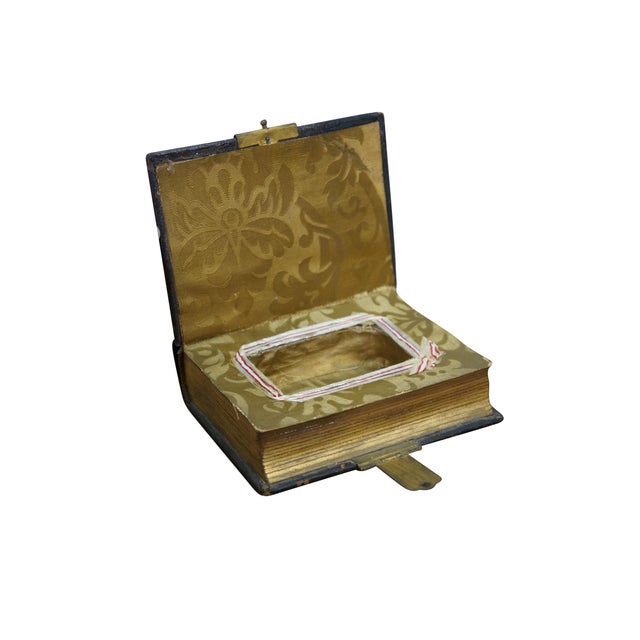 Antique embossed leather book album with a secret / hidden compartment, aka bookcase or stash box. Dimensions: 5.25" x 4"...