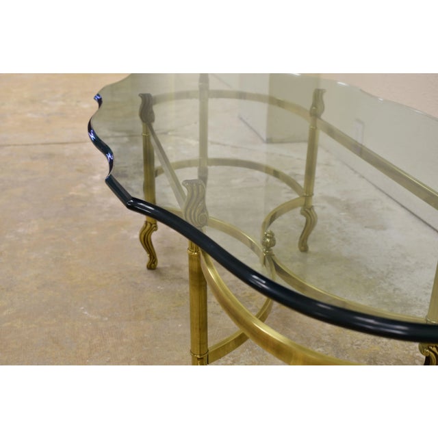 Metal La Barge Neoclassical Brass and Glass Hooved Feet Coffee Table, Circa 1960s For Sale - Image 7 of 7